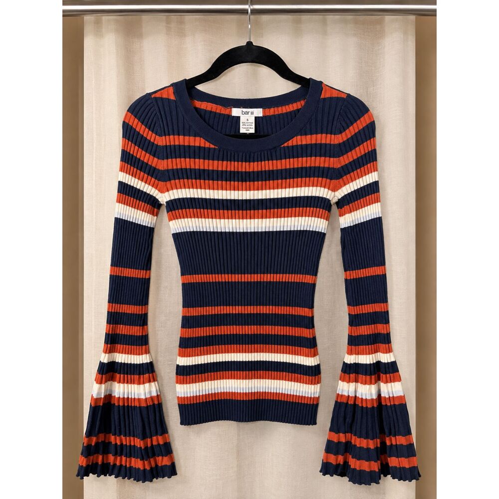 Bar III striped ribbed sweater